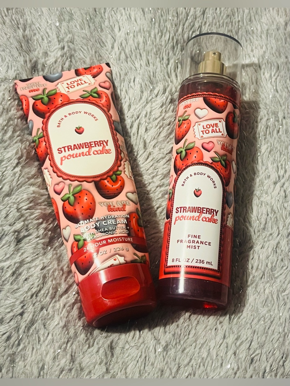 NEW B&BW Strawberry Poundcake Body Cream & Fragrance Spray